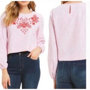 Women's small Cremieux top dressy‎ pink